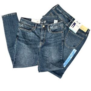 TWO Pairs Seven7 High Rise Skinny Jeans St. James Blue Wash 5 Pocket Size 10 NWT